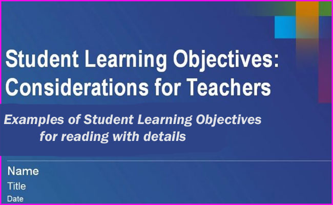 Student Learning Objectives examples